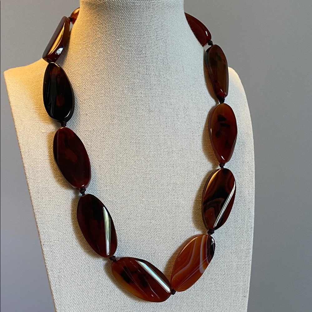 Vintage Autumn Agate Beaded Necklace